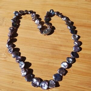 HONORA PEACOCK BLACK CULTURED KESHI PEARL NECKLACE 925 Sterling Silver. Please c
